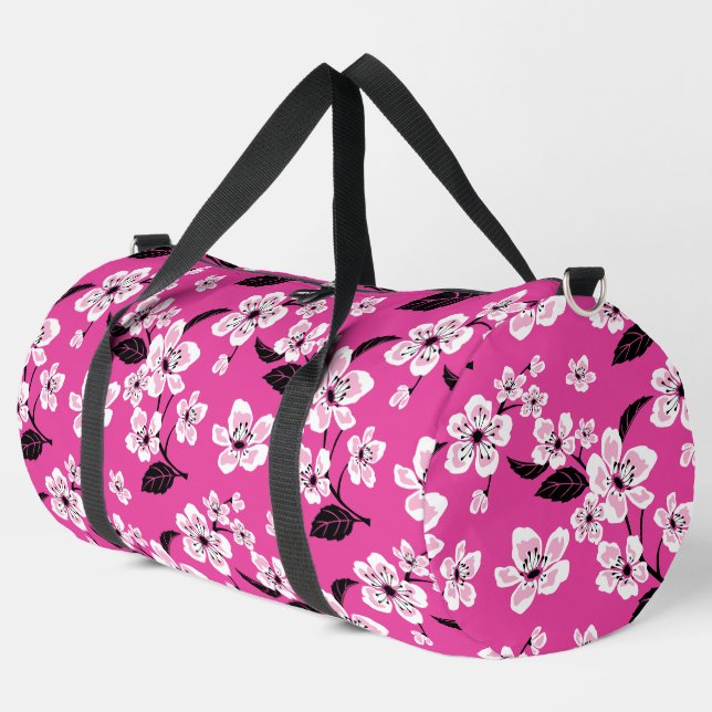 CHERRY BLOSSOM - SAKURA PATTERN IN PINK DUFFLE BAG (Left Corner)