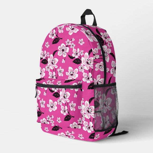 CHERRY BLOSSOM - SAKURA PATTERN IN PINK PRINTED BACKPACK (Back Corner Right)