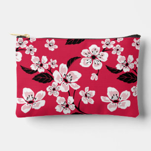 CHERRY BLOSSOM - SAKURA  PATTERN IN RED ACCESSORY POUCH