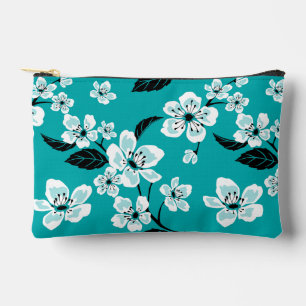CHERRY BLOSSOM - SAKURA PATTERN IN TEAL ACCESSORY POUCH