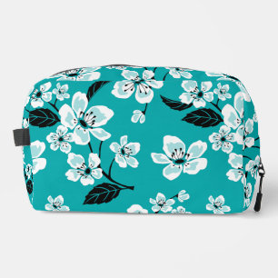 CHERRY BLOSSOM - SAKURA PATTERN IN TEAL DOPP KIT