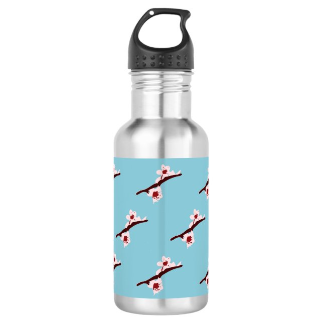 Cherry Blossom, Sakura, Pink Floral Pattern 532 Ml Water Bottle (Front)