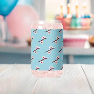Cherry Blossom, Sakura, Pink Floral Pattern Can Glass