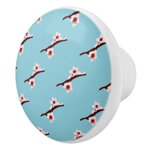 Cherry Blossom, Sakura, Pink Floral Pattern Ceramic Knob