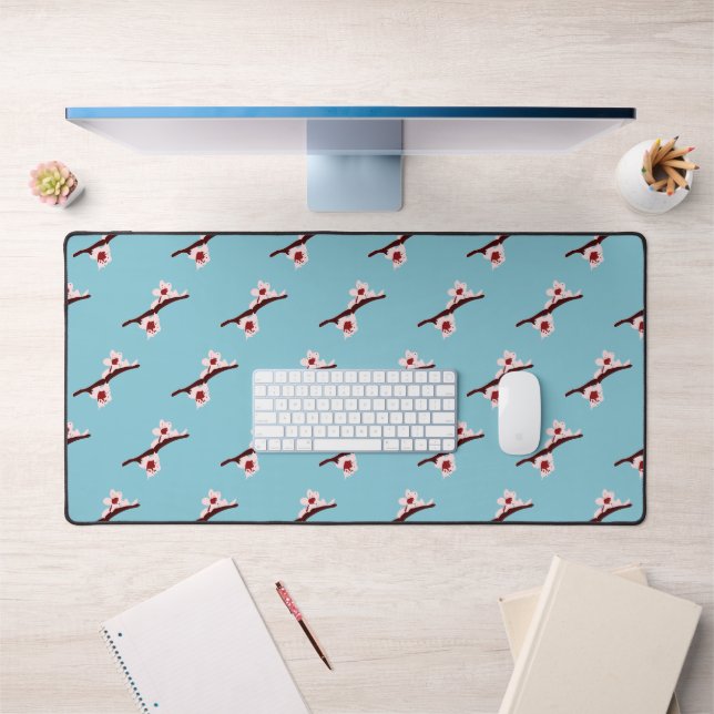Cherry Blossom, Sakura, Pink Floral Pattern Desk Mat (Office 1)