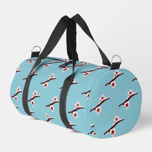 Cherry Blossom, Sakura, Pink Floral Pattern Duffle Bag (Left Corner)