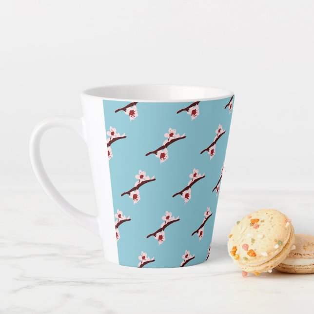 Cherry Blossom, Sakura, Pink Floral Pattern Latte Mug (In Situ)