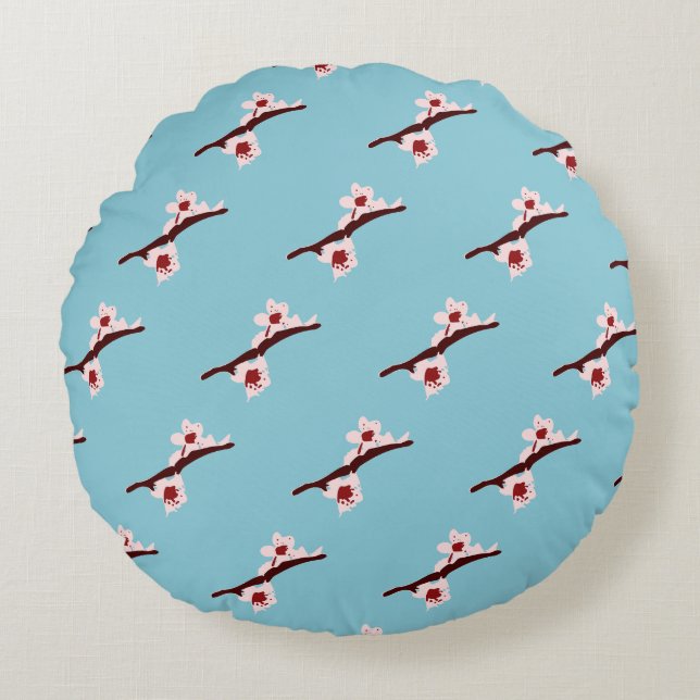 Cherry Blossom, Sakura, Pink Floral Pattern Round Cushion (Front)