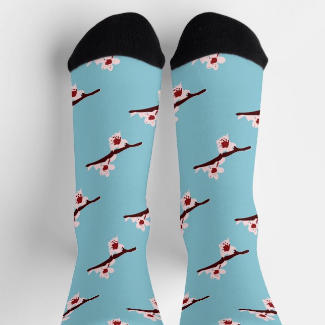 Cherry Blossom, Sakura, Pink Floral Pattern Socks (Top)