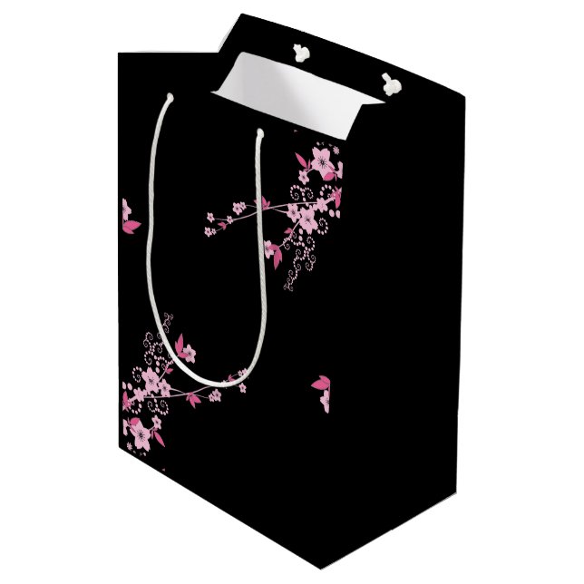 Cherry Blossom, Sakura, Pink Flowers, Floral Medium Gift Bag (Back Angled)