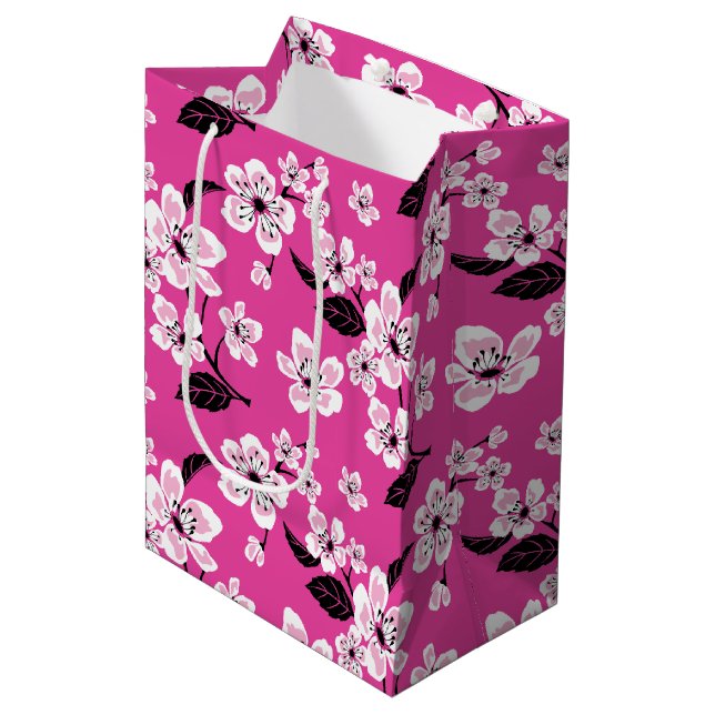 CHERRY BLOSSOM - SAKURA (PINK) MEDIUM GIFT BAG (Front Angled)