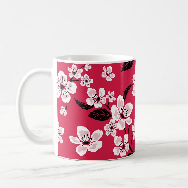 CHERRY BLOSSOM - SAKURA (RED) COFFEE MUG (Left)