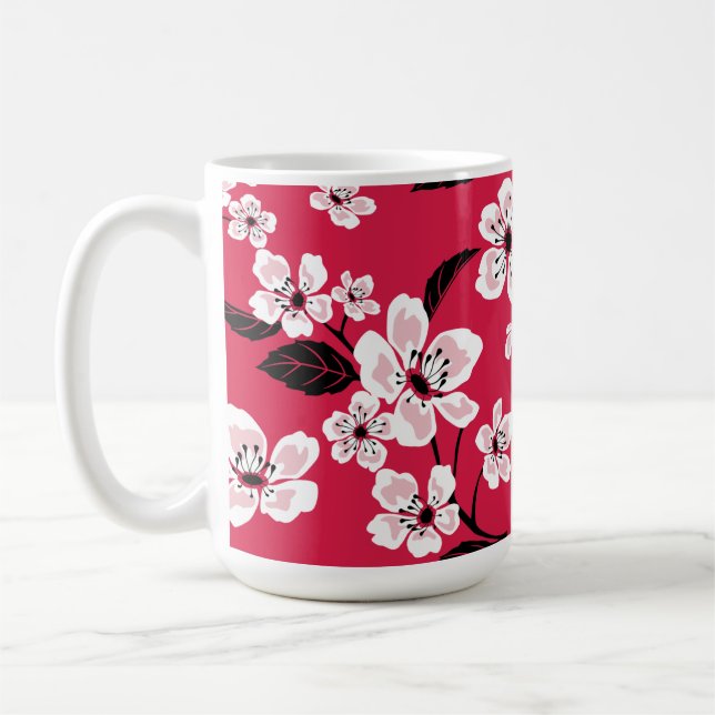 CHERRY BLOSSOM - SAKURA (RED) COFFEE MUG (Left)