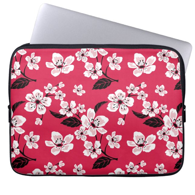 CHERRY BLOSSOM - SAKURA (RED) LAPTOP SLEEVE (Front)