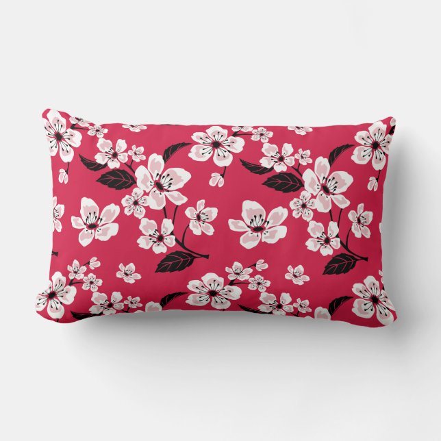 CHERRY BLOSSOM - SAKURA (RED) LUMBAR CUSHION (Front)