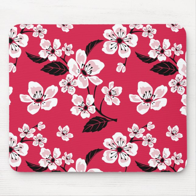 CHERRY BLOSSOM - SAKURA (RED) MOUSE PAD (Front)