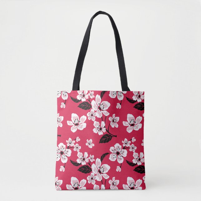 CHERRY BLOSSOM - SAKURA (RED) TOTE BAG (Front)