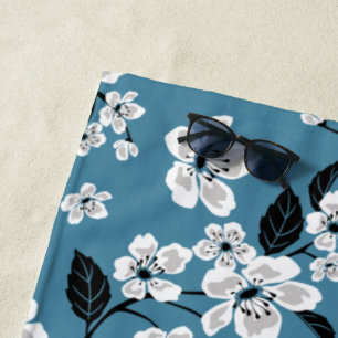 CHERRY BLOSSOM - SAKURA (SMOKY BLUE) BEACH TOWEL