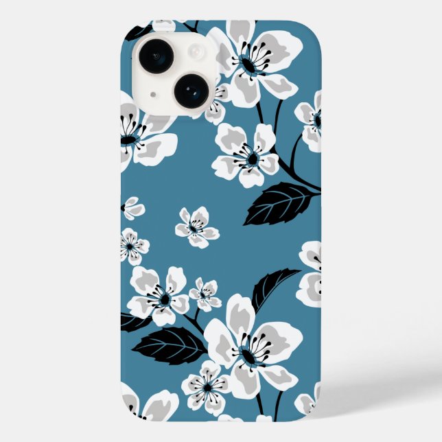 CHERRY BLOSSOM - SAKURA (SMOKY BLUE) Case-Mate iPhone CASE (Back)
