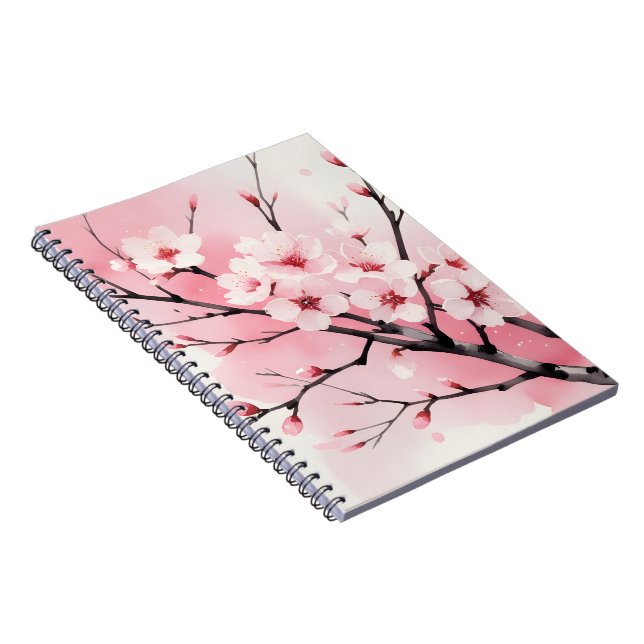 Cherry Blossom Sakura Spiral Notebook | Pink Water (Right Side)