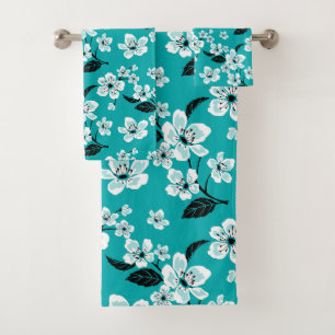 CHERRY BLOSSOM - SAKURA (TEAL) BATH TOWEL SET