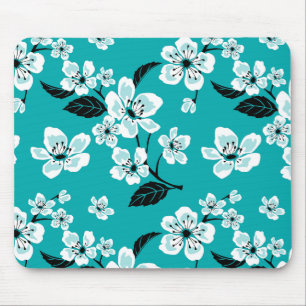 CHERRY BLOSSOM - SAKURA (TEAL) MOUSE PAD