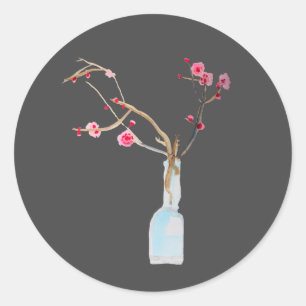 Cherry Blossom sakura watercolor art Classic Round Sticker