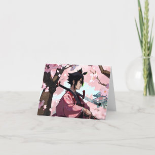 cherry blossom Samurai Holiday Card