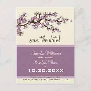 Cherry Blossom Save the Date Postcard (lilac)
