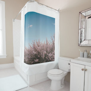 cherry blossom scenery shower curtain