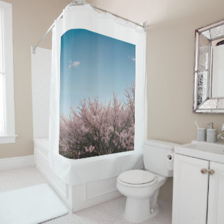 cherry blossom scenery shower curtain