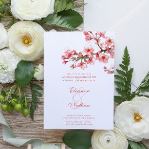 Cherry Blossom Serenity Spring Wedding  Invitation