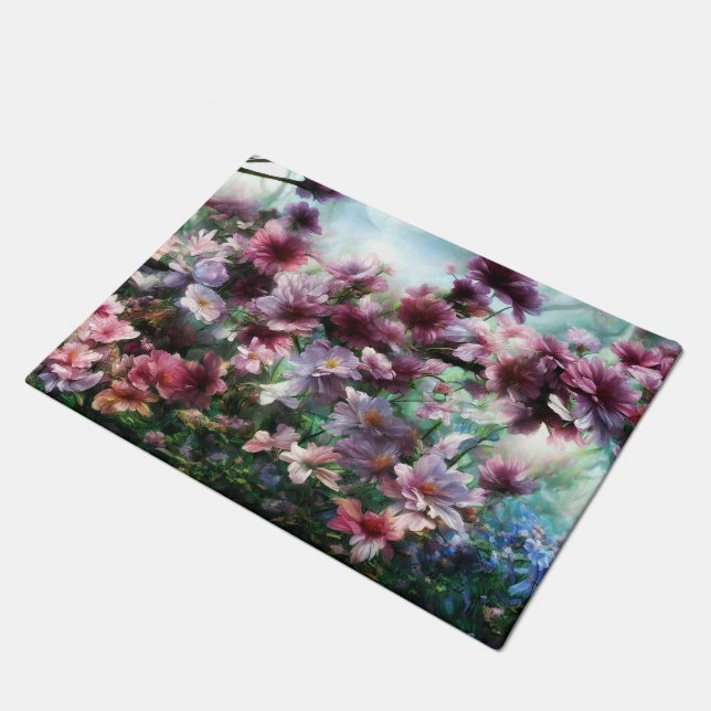 Cherry Blossom Splash Flowers Doormat (Angled)
