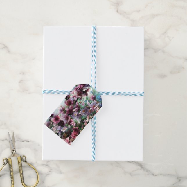 Cherry Blossom Splash Flowers Gift Tags (With Twine)