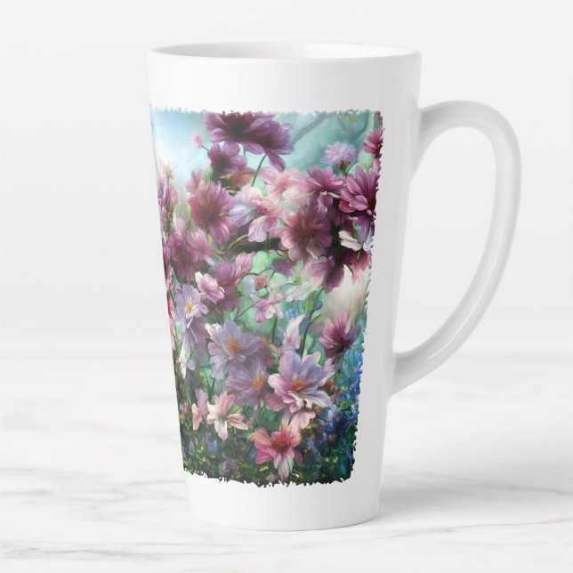 Cherry Blossom Splash Flowers Latte Mug (Right)