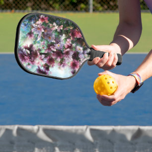 Cherry Blossom Splash Flowers Pickleball Paddle