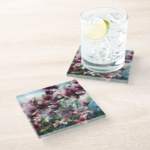 Cherry Blossom Splash Glass Coaster
