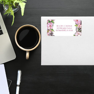 Cherry Blossom Spring Pink Watercolor Label