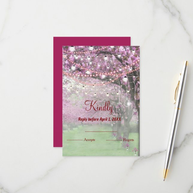 Cherry blossom spring wedding RSVP (Front/Back In Situ)