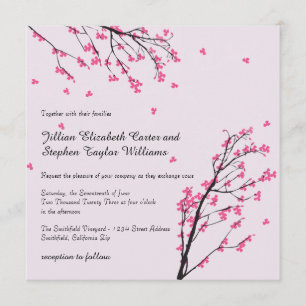 Cherry Blossom Stem - Square Wedding Invitation