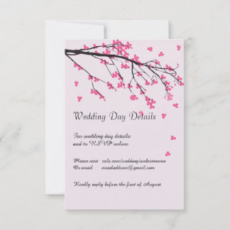 Cherry Blossom Stem - Wedding Day Details RSVP Card