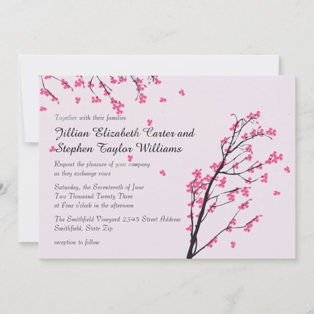 Cherry Blossom Stems - Wedding Invitation (Front)
