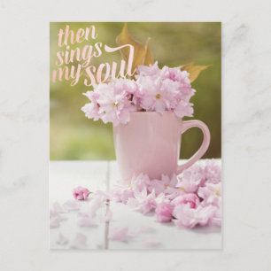 Cherry Blossom Stilllife Spring Text Postcard