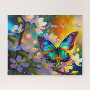 Cherry Blossom Sunrise Mother's Day Butterfly Jigsaw Puzzle