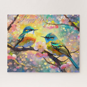 Cherry Blossom Sunrise Mother's Day Songbirds Jigsaw Puzzle