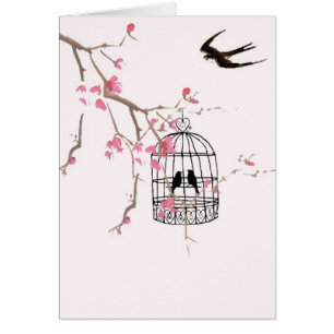 Cherry blossom, swallow, birdcage - stunning