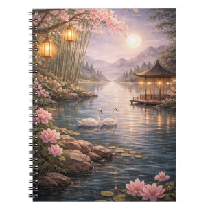 Cherry Blossom Swan Lake NoteSpiral Photo Notebook