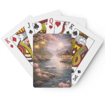 Cherry Blossom Swan Lake Playing Cards – Aesthetic