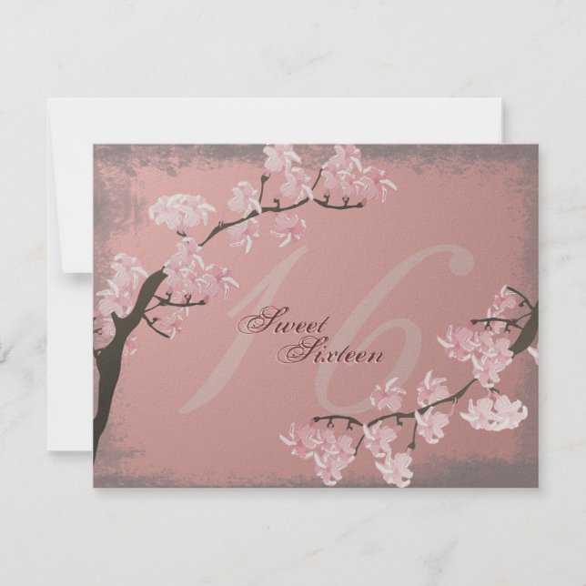Cherry Blossom Sweet 16 Birthday Party Invitation (Front)