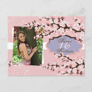 Cherry Blossom Sweet 16 Birthday Party Invitation